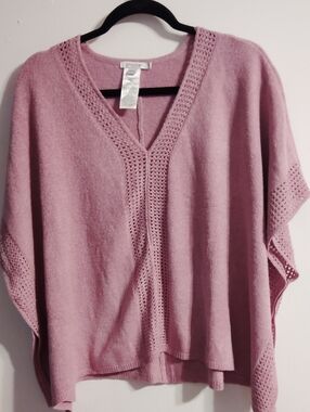 Chico's Dusty Pink V-Neck Knit Poncho